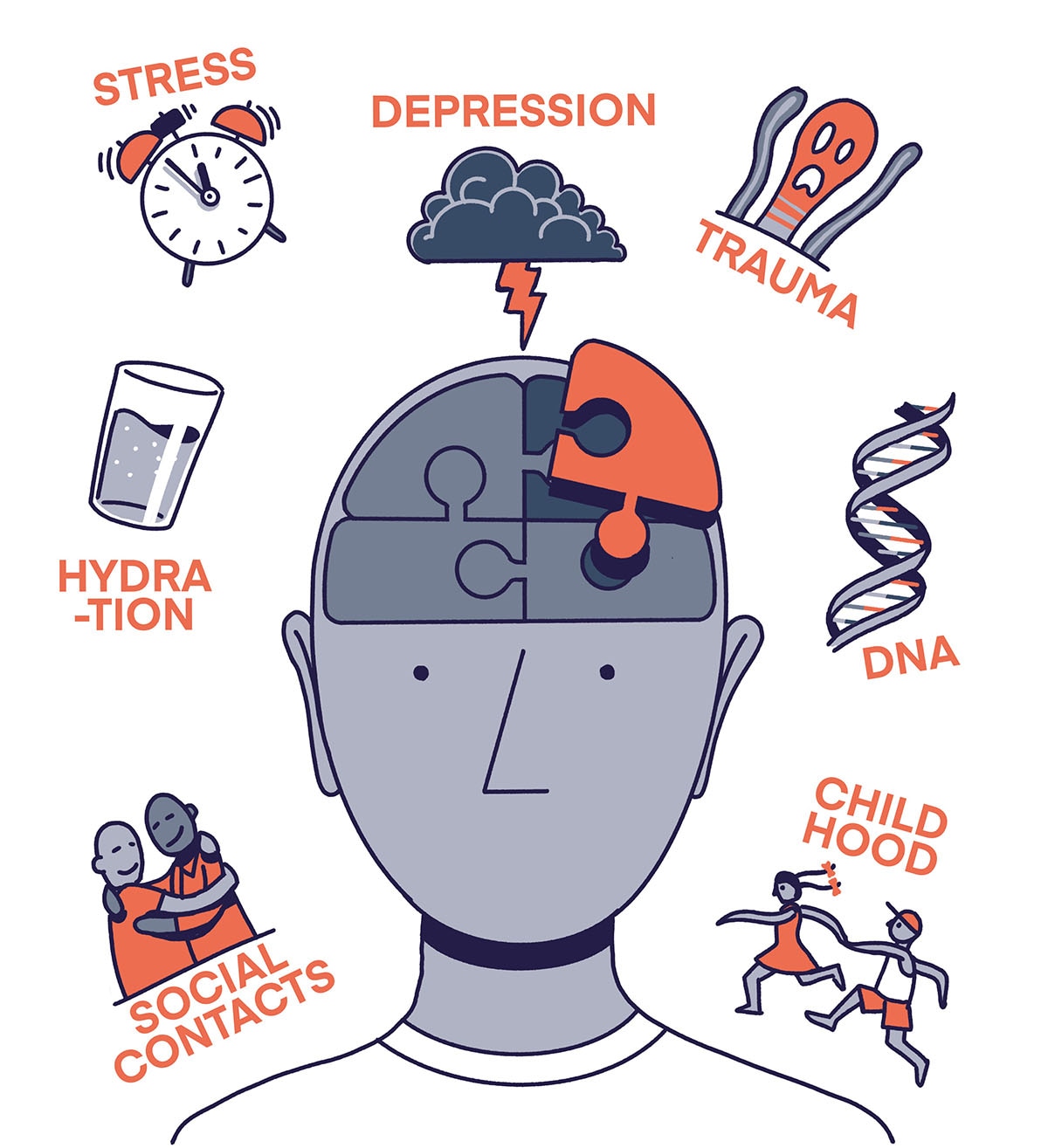 Illustration for Charité brochure on psychogenic non-epileptic seizures